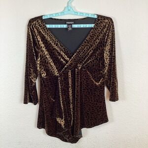 Baranda Womens Blouse Shirt Sz XL Long Sleeve Top Comfort Pullover Animal Print